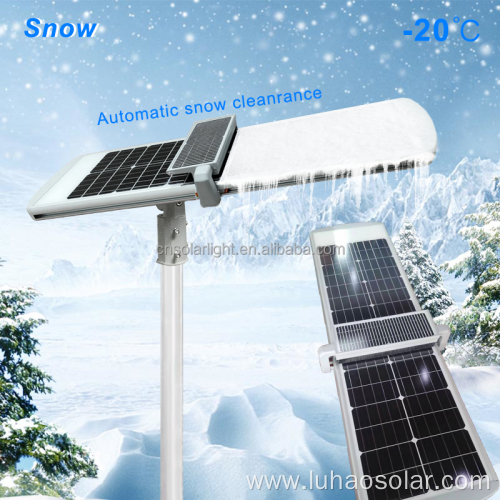 Solar street light with self-cleaning product